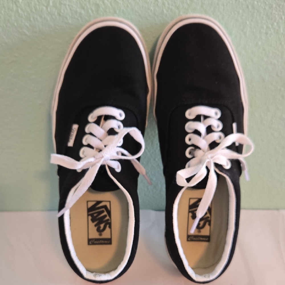 Vans Kids Black and White Canvas Sneakers